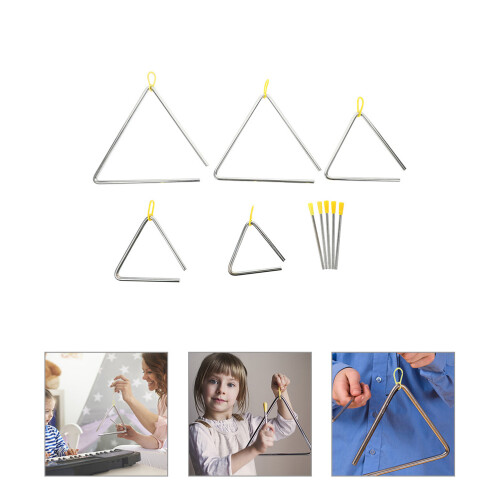 5 Sets Instruments For Kids Triangles Hand Percussion Bell Musical 2