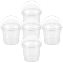 5Pcs Small Clear Bucket With Lid 750Ml Food Safe For Popcorn Ice Cream
