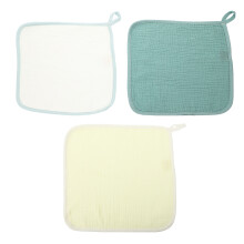 Raindrops Cotton Baby Saliva Towel 3pcs Multi Layer Assorted Color