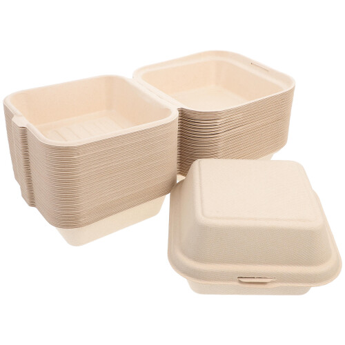50 Pcs Kraft Food Boxes Takeaway Container With Lid Containers For 2