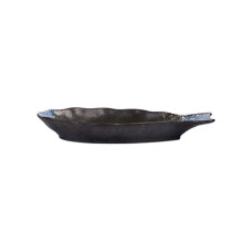 Blue Food Grade Ceramic Decorative Serving Platter Smooth Surface