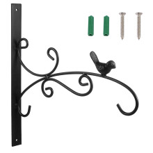 Black Iron Planter Hanger Rustic Wall Bracket for Home Garden Use