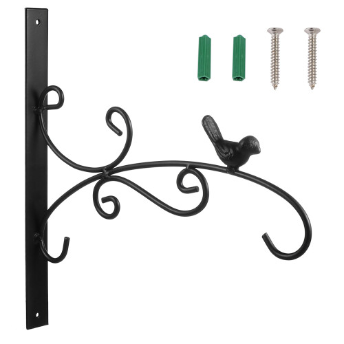 Black Iron Planter Hanger Rustic Wall Bracket for Home Garden Use