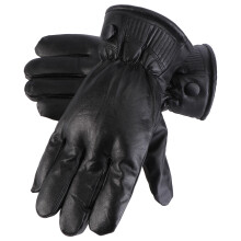 Black Winter PU Gloves Anti-Static Plush Ski Gloves for Outdoor