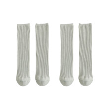 2Pairs Grey Cotton Mid-Calf Socks Kids Adults Soft Elastic Breathable