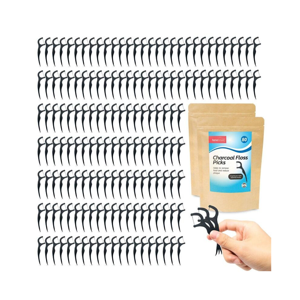 (Default) 160pk Charcoal Dental Floss Sticks Interdental Tooth Harp Teeth Picks Oral Care Gentle Comfort
