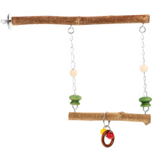 1Set Suspended Wooden Parrot Toy Light Brown Wear-Resistant Bird Swing