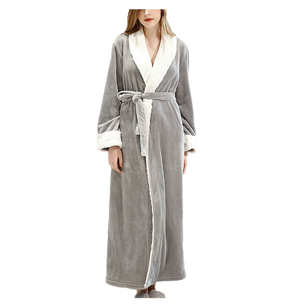 (grey, L) Enjoy Unparalleled Comfort Soft And Warm Full Length Bathrobe Wide-image-OPC-PKR88RN-NEW