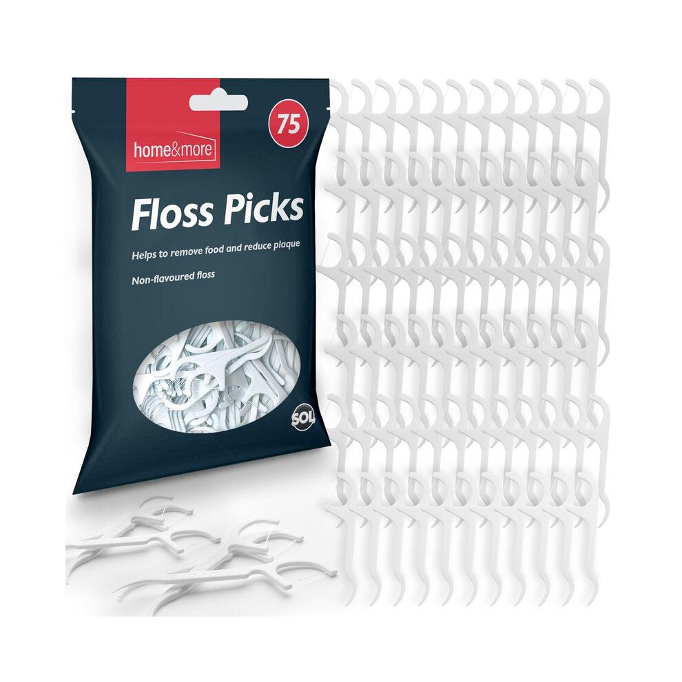 (Default) 75pk Dental Floss Sticks | Interdental Tooth Harps Teeth Picks Oral Plaque Care Comfort Durable Handy Pack Plastic