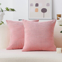 Throw Pillow Covers Set of 2 Soft Couch Pillow Covers Throw Pillows for Couch Bed, 18 x 18 inch,Pink