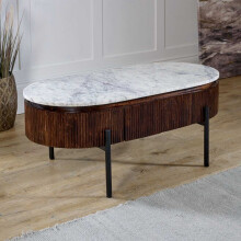 Opal Marble & Wood Coffee Table with Metal Legs