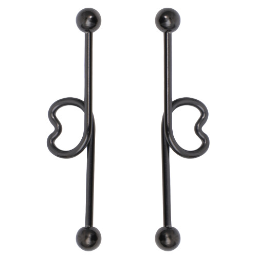 2 paar industrielle Barbell-Ohrstecker, herzförmig,