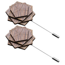 2pcs Wooden Boutonniere Lapel Pin for Men Suit Floral Decor
