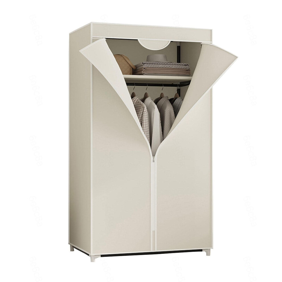 Wardrobe Canvas Wardrobe Portable With Hanging Rail Shelves Fabric Cover White 155x90x45 Clothes Closet Organizer-image-OPC-PKR8Z25-NEW