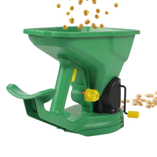 Fertilizer Hand Spreader Lawn Grass Spreader Adjustable Flow Rate Portable Plastic Hopper Ergonomic Handle