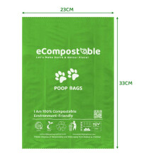(Default) eCompostable Dog Poop Bags For Dogs Unscented Doggy Waste Bag 23x33cm Leak Proof Dog Cat litter Bags Green- 8 Rolls - 120 Count