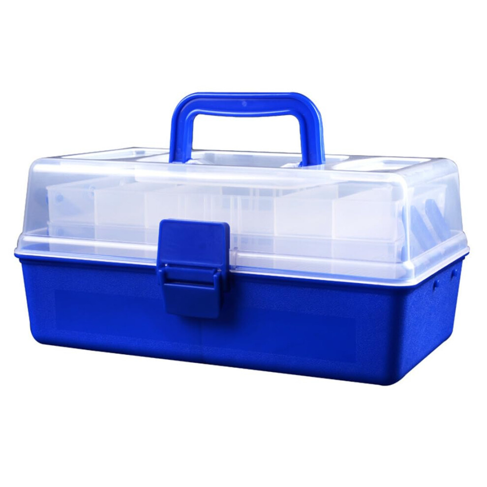 Tackle Box 3-Layer Plastic Portable Storage Box For Fishing Blue Art Craft Tool Box-image-OPC-PKR95RV-NEW