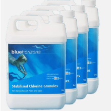 Chlorine Granules for Hot Tubs Pools Blue Horizons 4 x 5Kg
