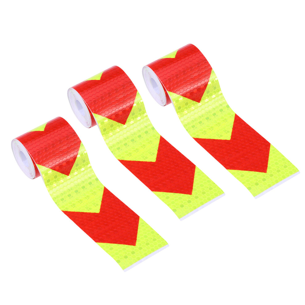 3Pcs Reflective Warning Strip For Vehicles, Fluorescent Arrow Yellow/Red 3293155561817