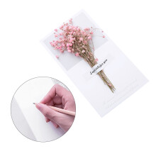 6 handgemaakte groetingskaartjes met verse gedroogde (roze)