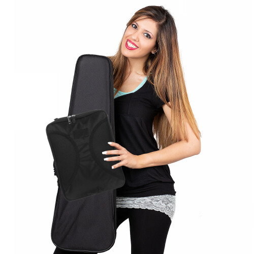 bolsa acolchoada para partituras e violino com expansão externa preta 2