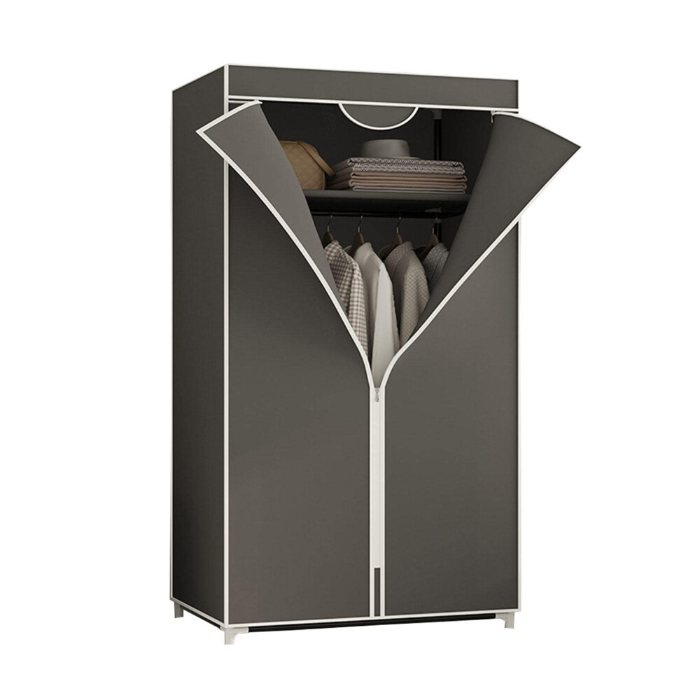 Wardrobe Canvas Wardrobe With Hanging Rail, Portable Clothes Closet Organizer Grey 150x55x45 cm Fabric Cover-image-OPC-PKR9DYW-NEW