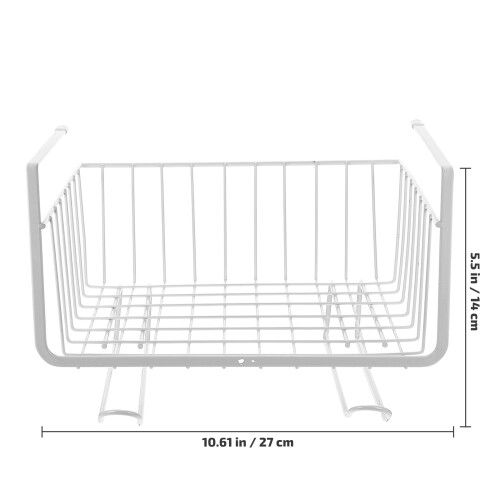 White Under Cabinet Hanging Rack Iron Basket for Kitchen Storage 1