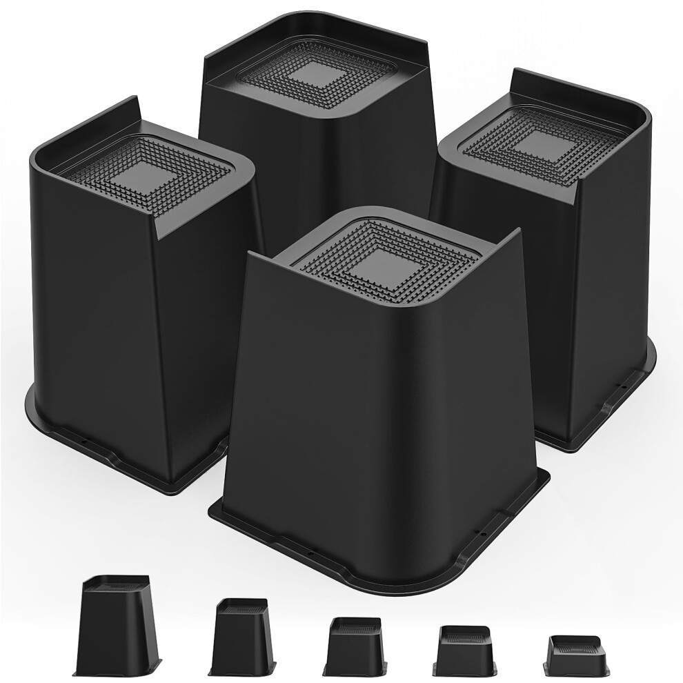 Bed Risers Heavy Duty Furniture Risers 2-8 Inch Height Options Up To 6000 Lbs Black 4 Pcs For Bed Couch Desk Table 9084446100617