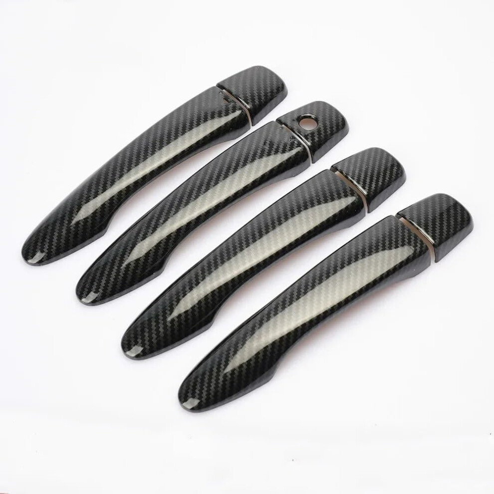 Outer Door Handle Carbon Fiber Chrome Finish No Button Bowl Cover Trim For Nissan Navara Np300 D23 Frontier 2015-2020 Black 9393856984138