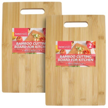 (Default) 2 Chopping Board Wood Bamboo Wooden Cutting With Handle 30x20 cm Kitchen Serving Knives Stylish