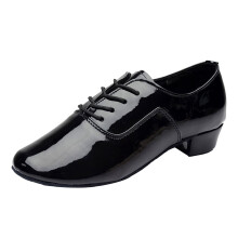 Men's Leather Lace Up Dance Shoes Modern Comfortable Latin Ballroom Smooth Sole Black UK 6.5