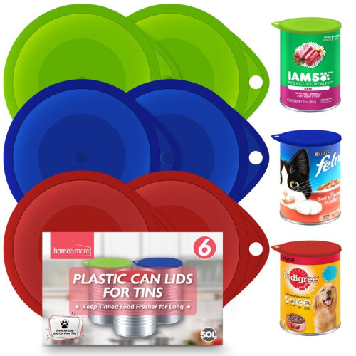 (Default) Plastic Can Lids | Reusable Covers for Food & Pet | 6 Pack