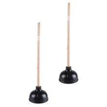 2 gummiseifel mit holzgriff zum toilettenreinigen (schwarz)