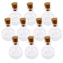 10Pcs Shape Mini Glass Bottles With And Wish Note