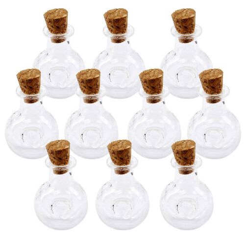 10Pcs Shape Mini Glass Bottles With And Wish Note