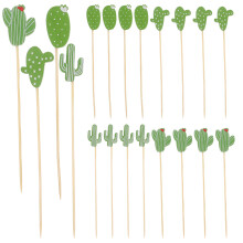 Fruit Picks Cactus Topper Bamboo Picks Green 100pcs