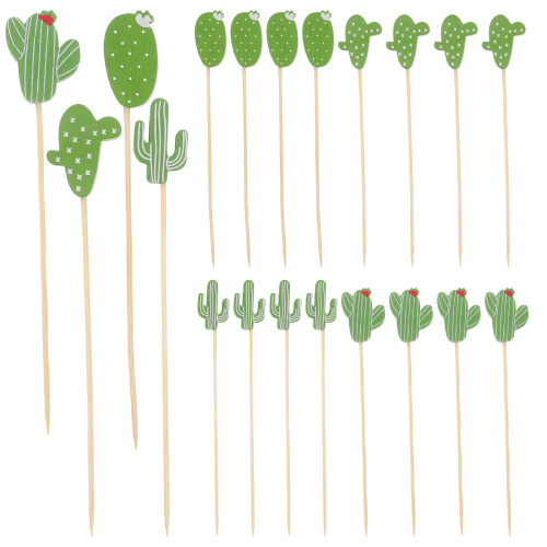 Fruit Picks Cactus Topper Bamboo Picks Green 100pcs