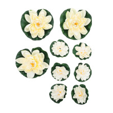 9pcs Artificial Water Lilies Decorative Fake Lotuses (White)