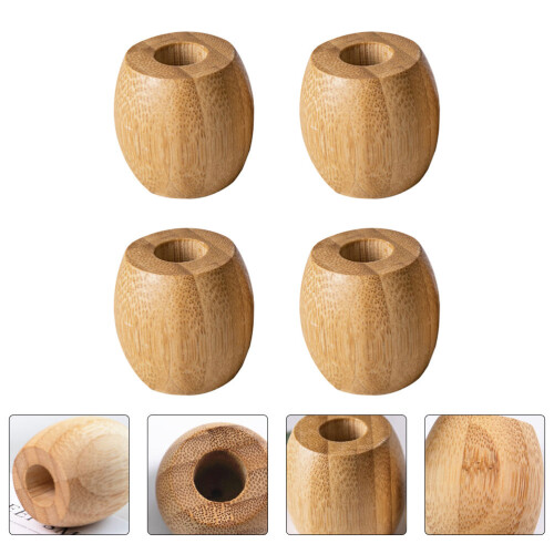 4pcs round bamboo toothbrush holders bases 2