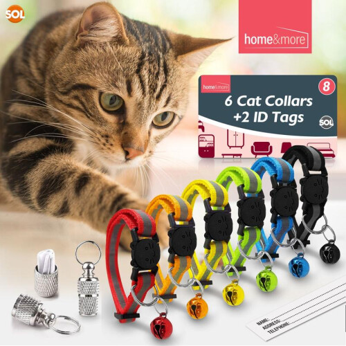 (Default) Reflective Cat Collar with Safety Release | ID Tag Bell | Quick Adjustable 6 Pack 2