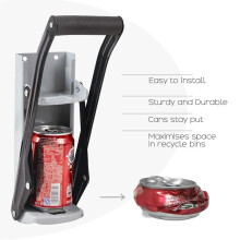 (Default) Straame Can Crusher for Beer 16oz/500ml, Wall Mounted Recycling Can Tool with Bottle Opener and Rubber Non-Slip Grip Handle Heavy Duty and