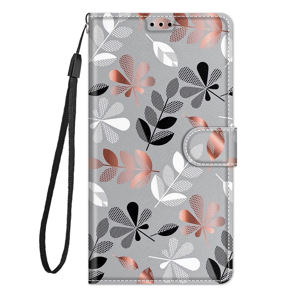Case Compatible With Motorola Moto G72 Pu Leather Wallet Stand Case With Card Slots And Magnetic Flip Stand Flower Grey 9084446101331