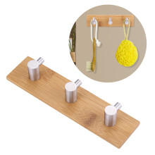 Bambus- und Edelstahl-Wandhaken, 3er Set für Küchen- und Badezimmerschrank