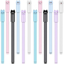 12pcs Cute Cat Pen Gel Kawaii Pen Black Ballpoint Pen Cat School Office Supplies, Mixed Styles