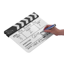 Professional Acrylic Clapboard Dry Erase Movie Slate with Marker & Eraser, 30x24.5cm