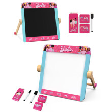 Barbie Tabletop Easel, Double Sided Blackboard & Whiteboard with Pen, Eraser & Chalk, Kids Drawing Art Board