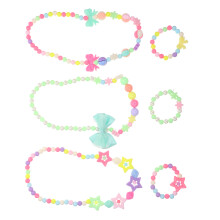 3 Sets Bow Necklace Bracelet Child Bracelets For Little Girls Kids