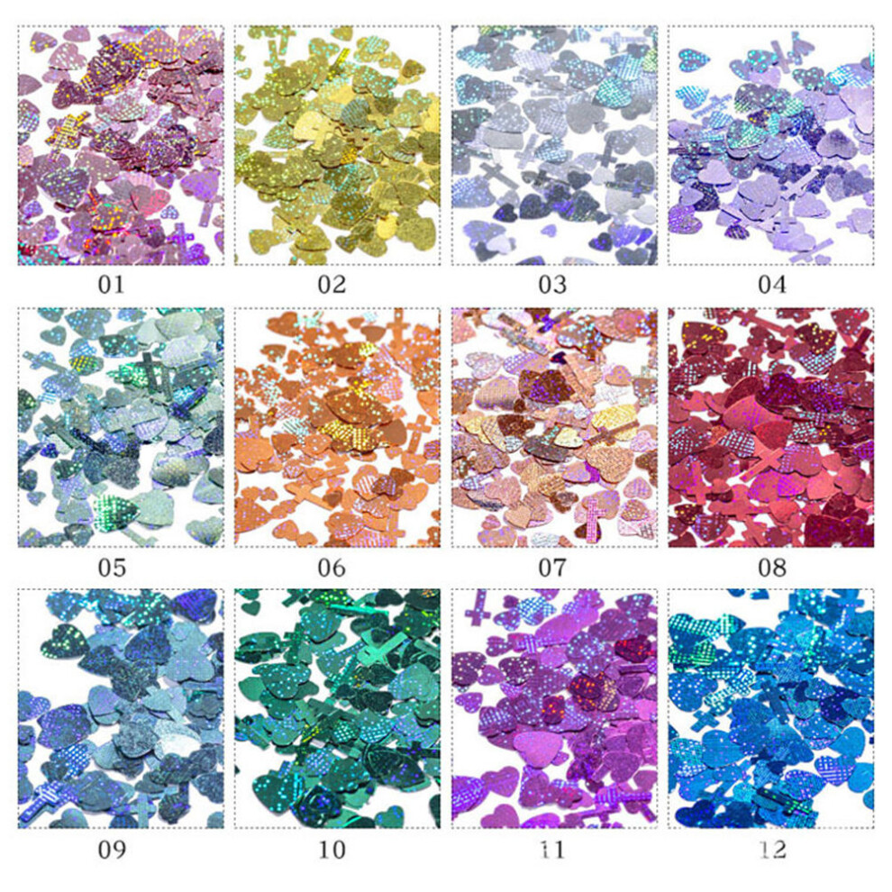 Happyyami Nail Glitter Flakes Rhinestones Paillette Heart Shape Manicure Decor