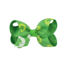 6Pcs Children Hair Bows Clips St Patrick Day Shamrock Barrettes