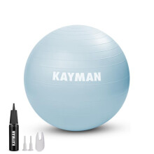 (Blue, 65 cm) KAYMAN Exercise Ball - Anti-Burst System, Non-Slip Rings, Durable Material, Easy to Inflate, Ideal for Yoga, Pilates, Fitness, Balance